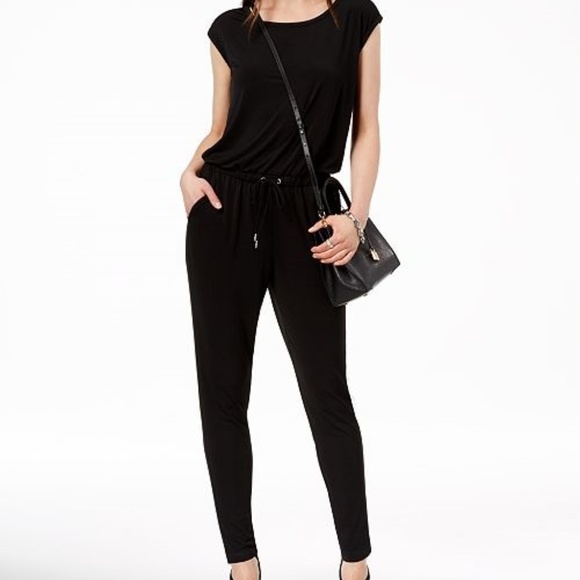 MICHAEL Michael Kors Pants - Michael Kors Drawstring-Waist Jumpsuit Black